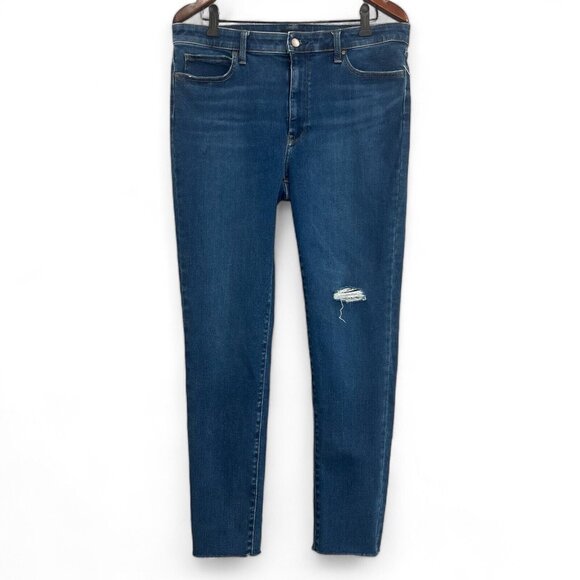 Uniqlo Jeans Women 32 Blue Distressed Skinny Tapered Ultra Stretch High Rise - Picture 1 of 15